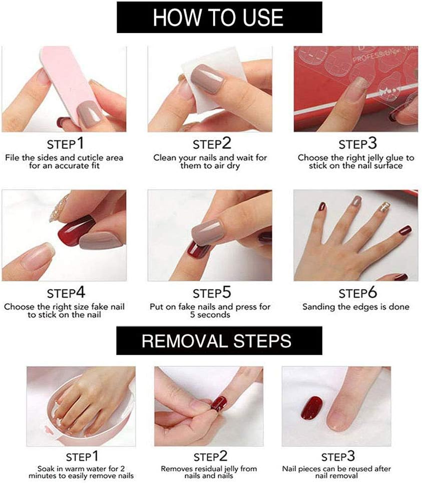 Yoyoee Press on Nails Long Coffin False Nails with Designs Swirl Full Cover Fake Nails Tips for Women and Girls 24Pcs image number 4