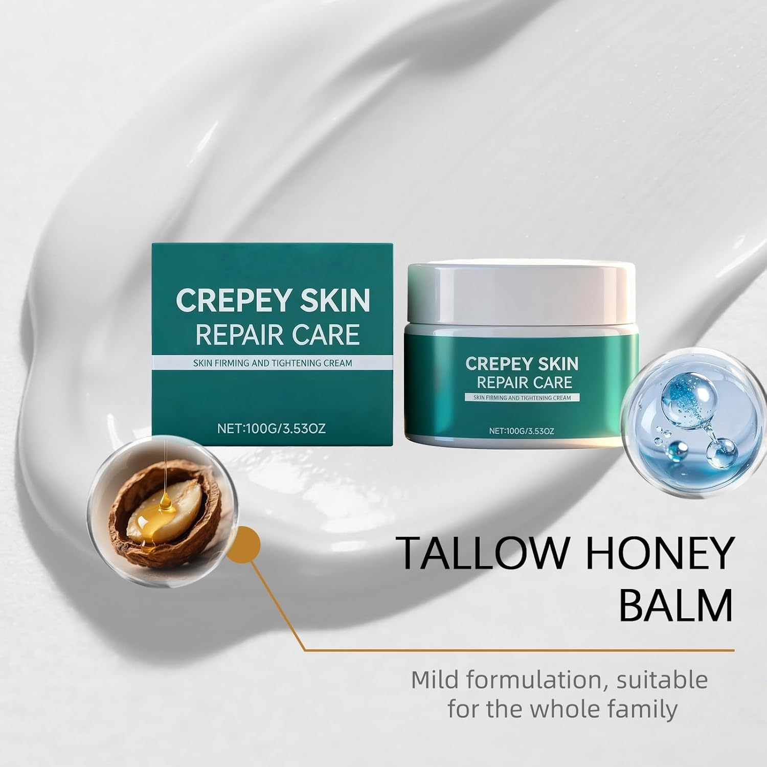 Crepey Skin Repair Cream for Extremely Dry Skins，Creepy Skin Tightening Cream for Body & Aging Skins, Neck & Chest Firming Cream, anti Aging Care Moisturizer for Face, Overnight Body Lotion (1) image number 1