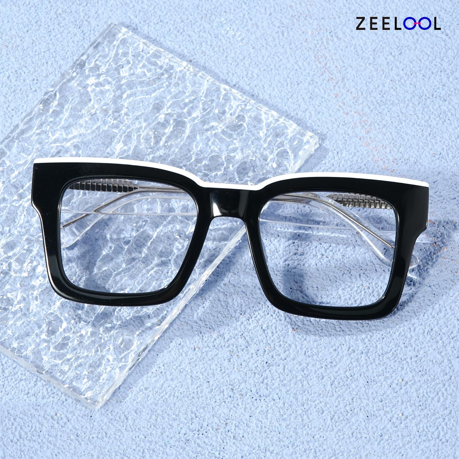Zeelool Thick Square Glasses Frame for Men Non- Clear Lens Eyeglasses Vorse JGA796000 - Black image number 4