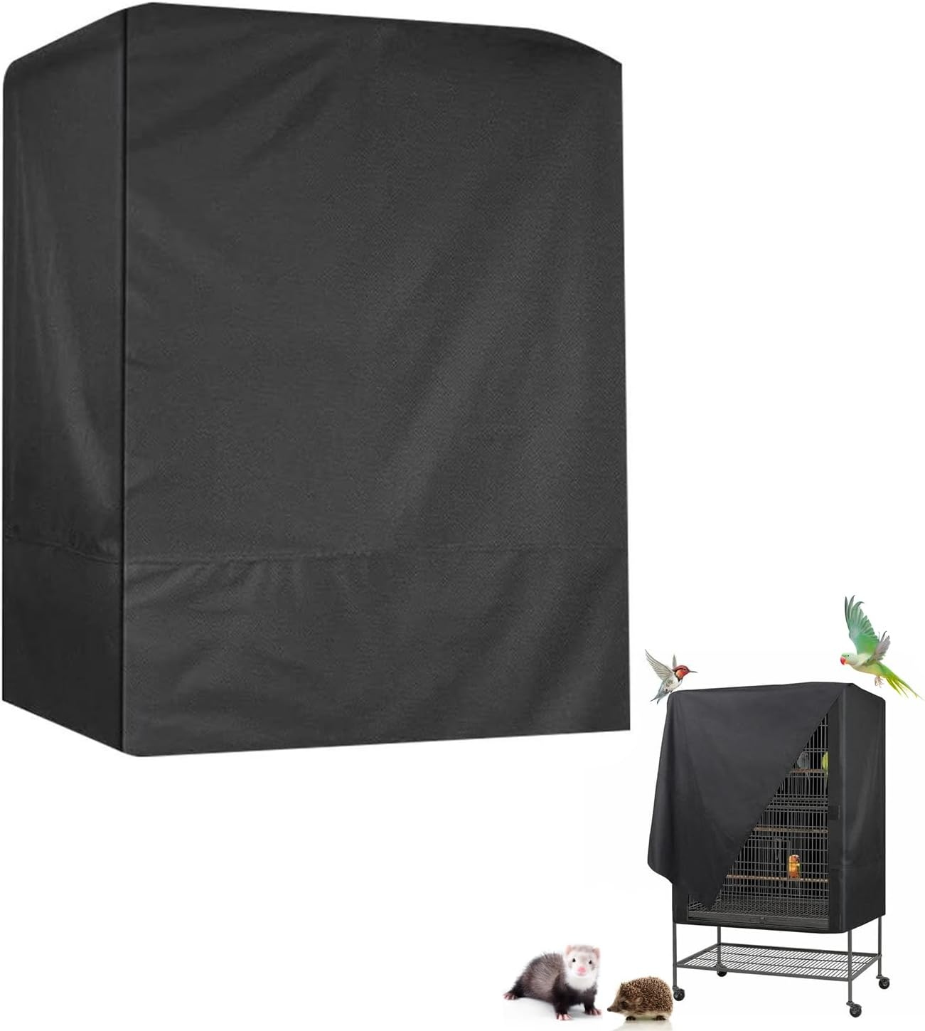 Night Use Bird Cage Cover,With Breathable Fabric Light Blocking Cover, Waterproof and Dustproof Universal Light Blocking,Suitable for Large Bird Cages,Suitable for Bird Cage Tops (Black) image number 2