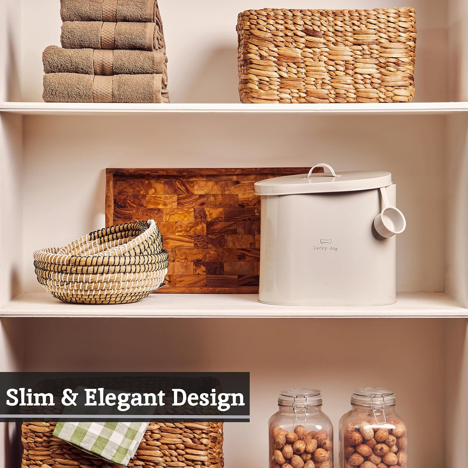 Premier Housewares Adore Pets Lucky Dog Food Storage Bin with Spoon, 6.5 L - Natural image number 5