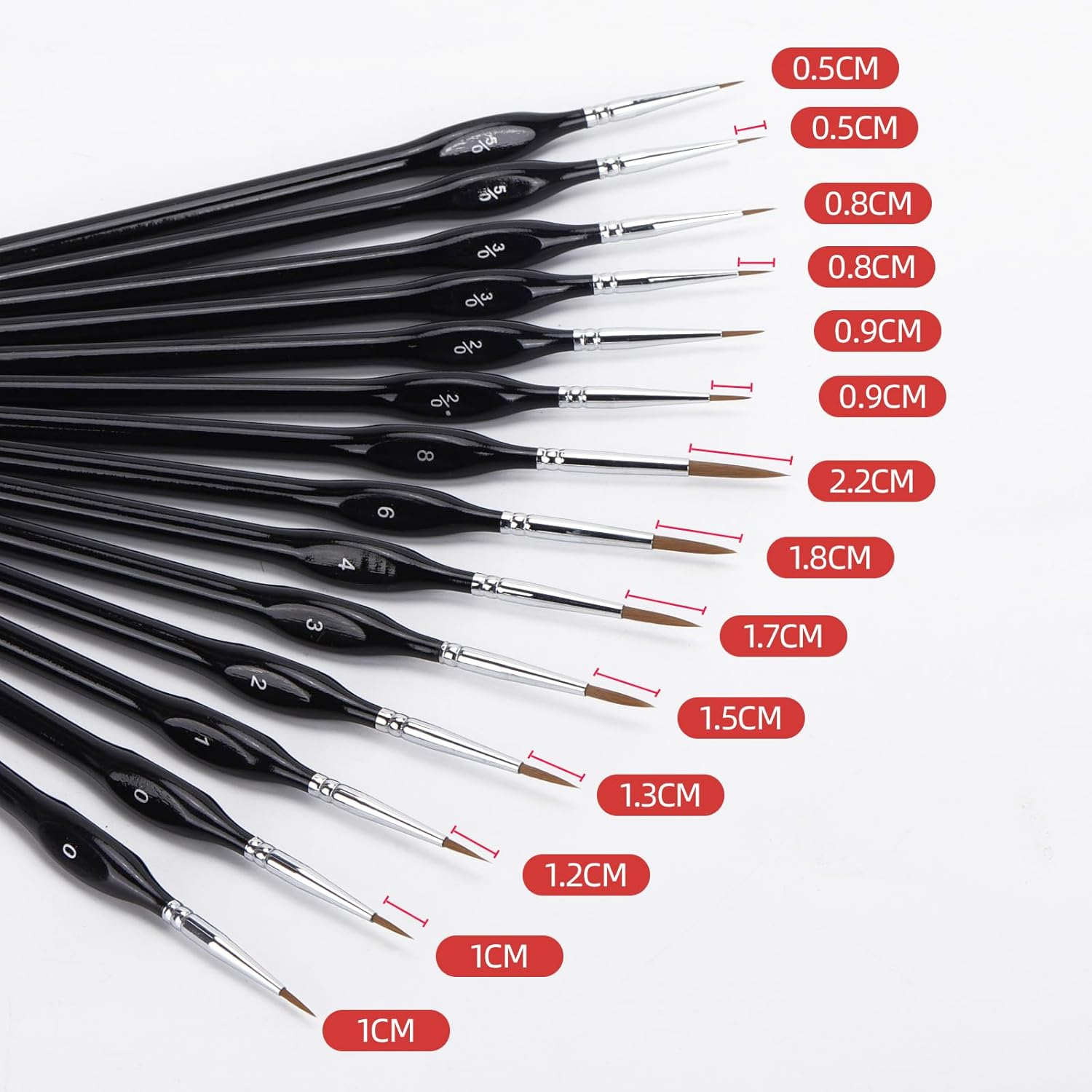 14 Pieces Fine Detail Paint Brush Miniature Painting Brushes Kit Mini Paints Brush Set for Acrylic, Watercolor, Oil, Face, Nail, Scale Model Painting, Line Drawing - Black image number 5