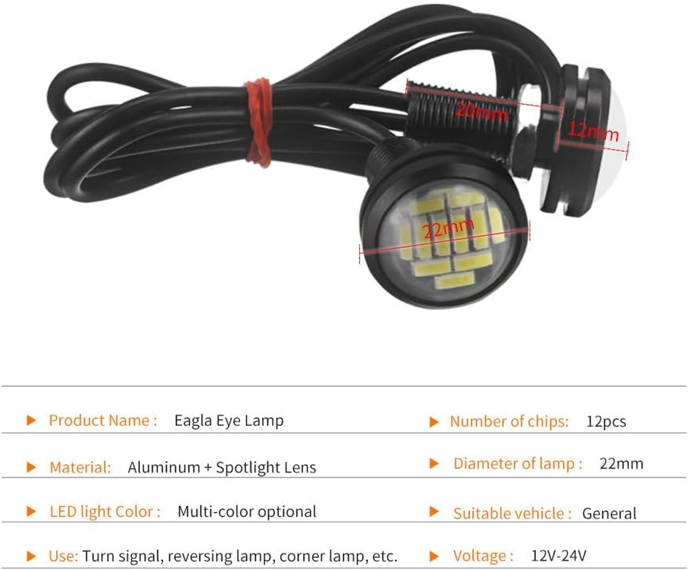 Drisentri 10Pcs 18Mm Car Eagle Eye DRL Led Daytime Running Lights LED 12V Backup Reversing Parking Signal Automobiles Lamps, White image number 2