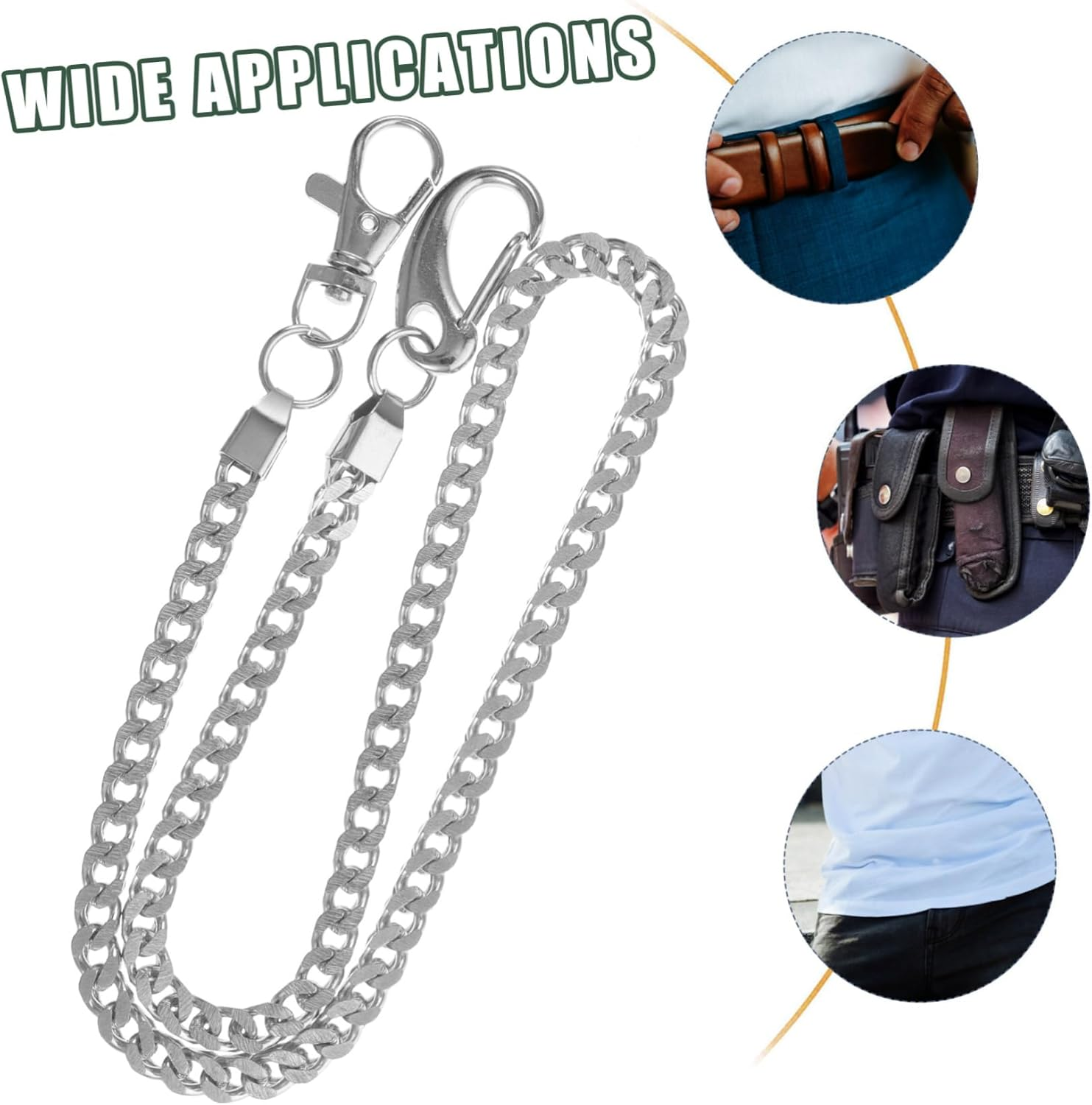 STOBOK Mens Fashion Wallet Chain and Pocket Chain for Boys Silver 57Cm Hip Hop Punk for Dance and Wallet Accessories image number 5