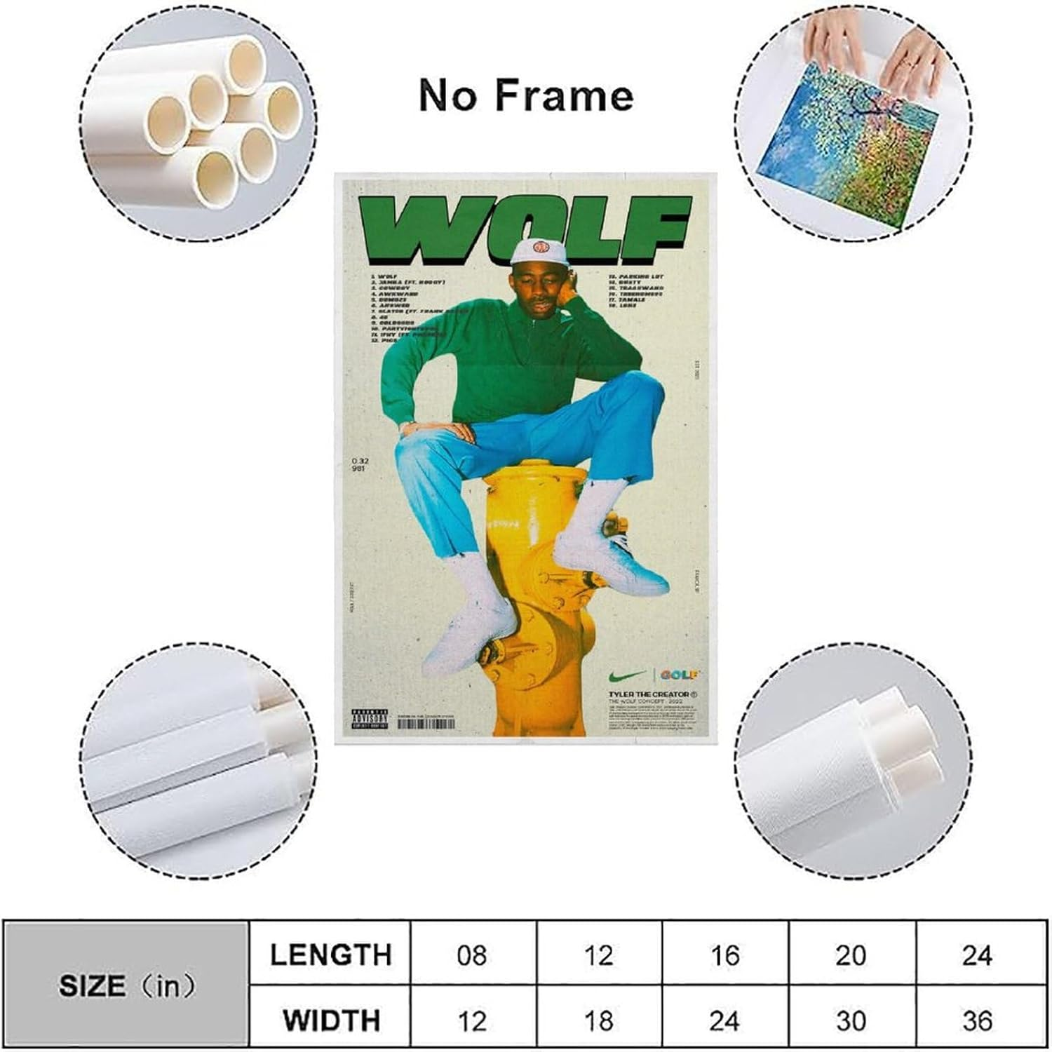 Tyler Poster the Creator Wolf Album Poster Canvas Painting Wall Art Picture Home Decor Print for Bedroom Living Room Dorm Study Bar Office 12X18Inch(30X45Cm) image number 1