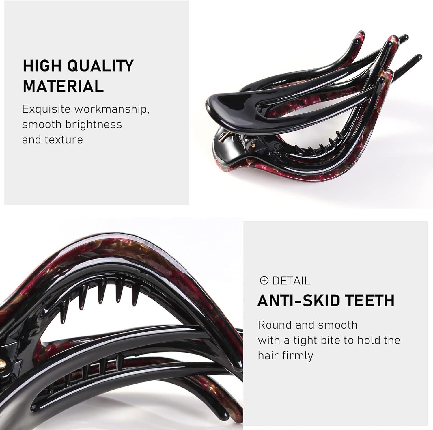 Mistofu 3Pcs French Concord Women'S Hair Claw Clips - Curved Strong Hold No Slip Grip Large Clips for Thick or Thin Hair (Multicolor A) image number 5