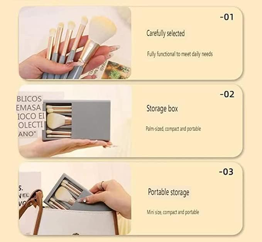 Travel Size Makeup Brushes Set, Easy-Taken Mini Makeup Brush Set with Case and Mirror for on the Go (Pink) - Grey image number 2