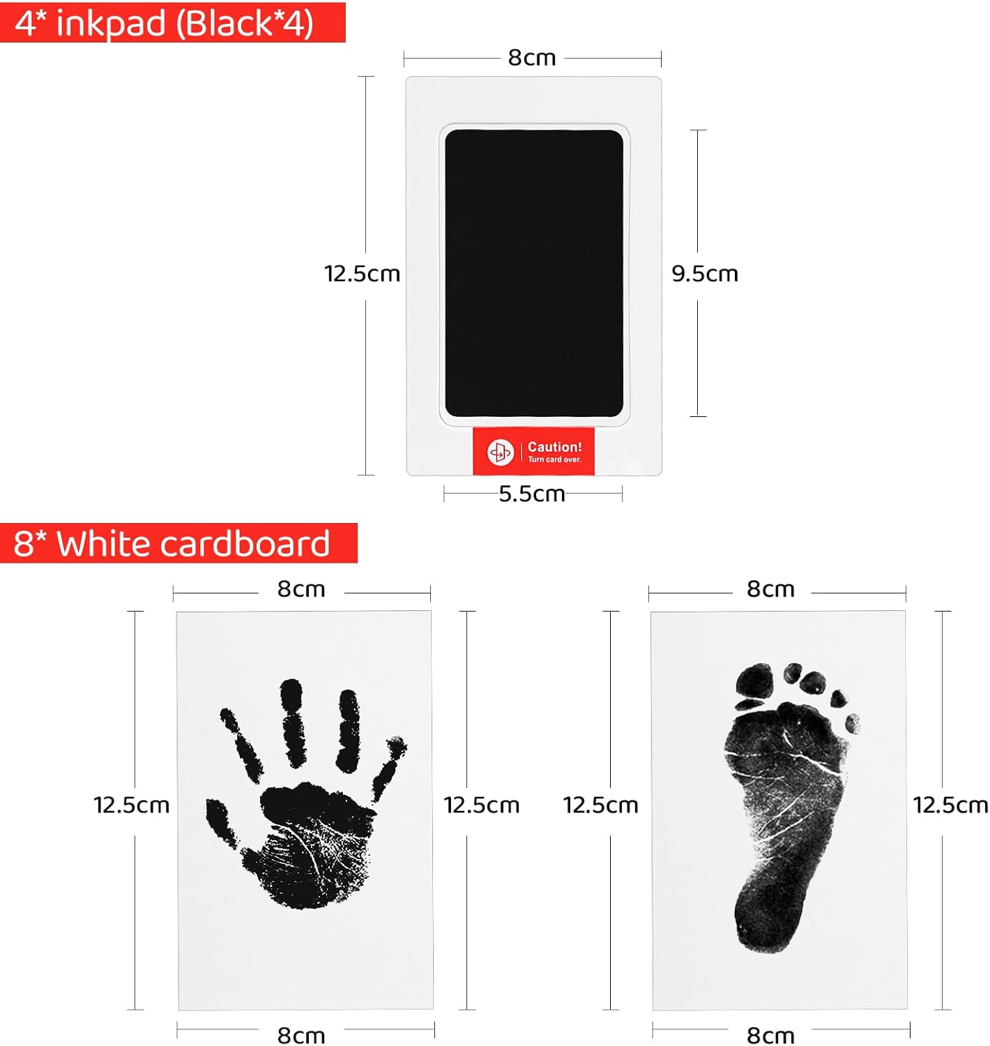 4 Pieces Baby Ink Pad Surprising Baby Happiness Baby Wish List Clinic Bag Birth Mum Set Paws Picture Frame 12 Months Pregnancy Milestones My First Year Baby Dog Cat (4 Black image number 1