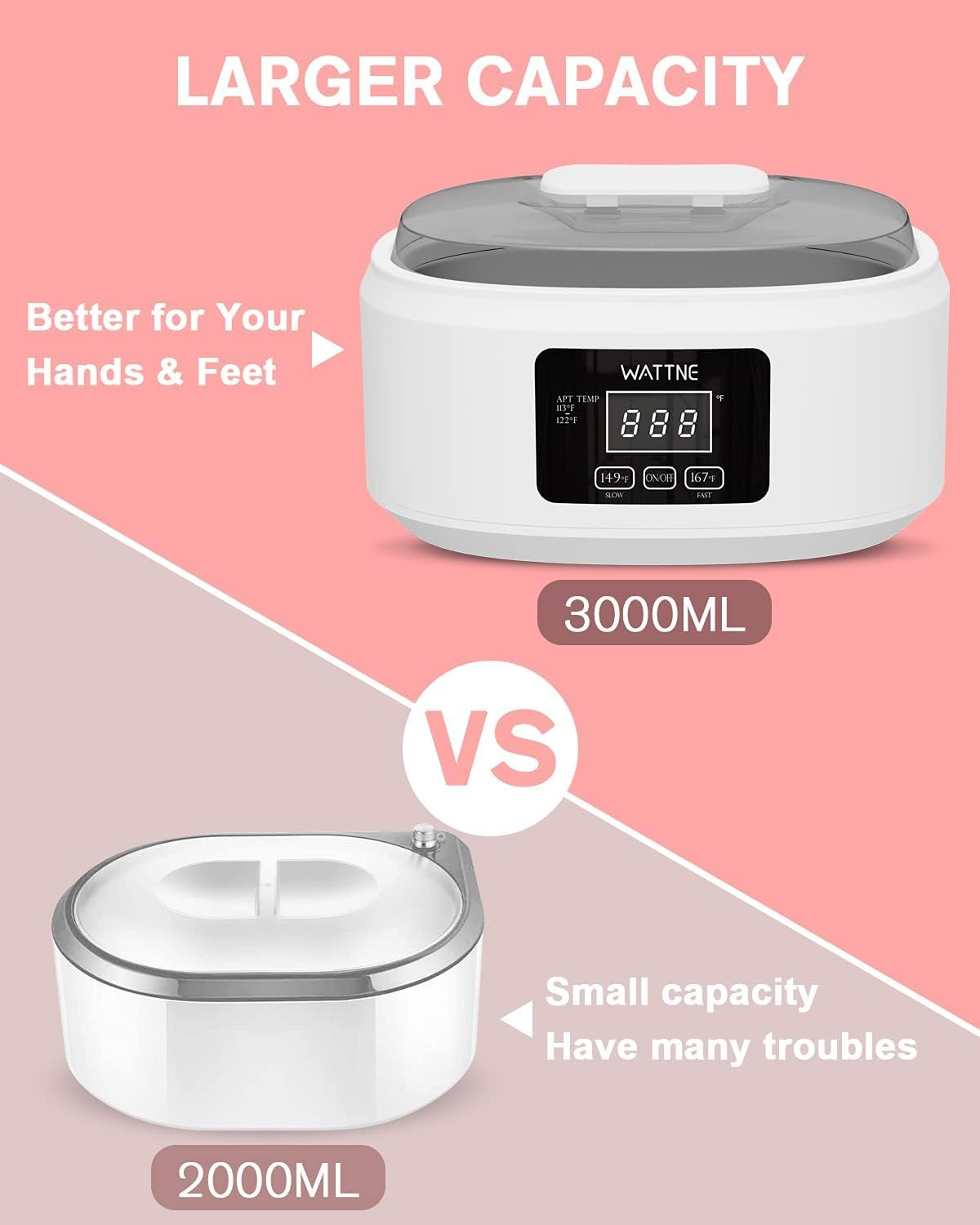 Wattne Paraffin Wax Machine for Hand and Feet -Paraffin Wax Warmer Moisturizing Kit Auto-Time and Keep Warm Paraffin Hand Wax Machine for Arthritis (White) image number 3