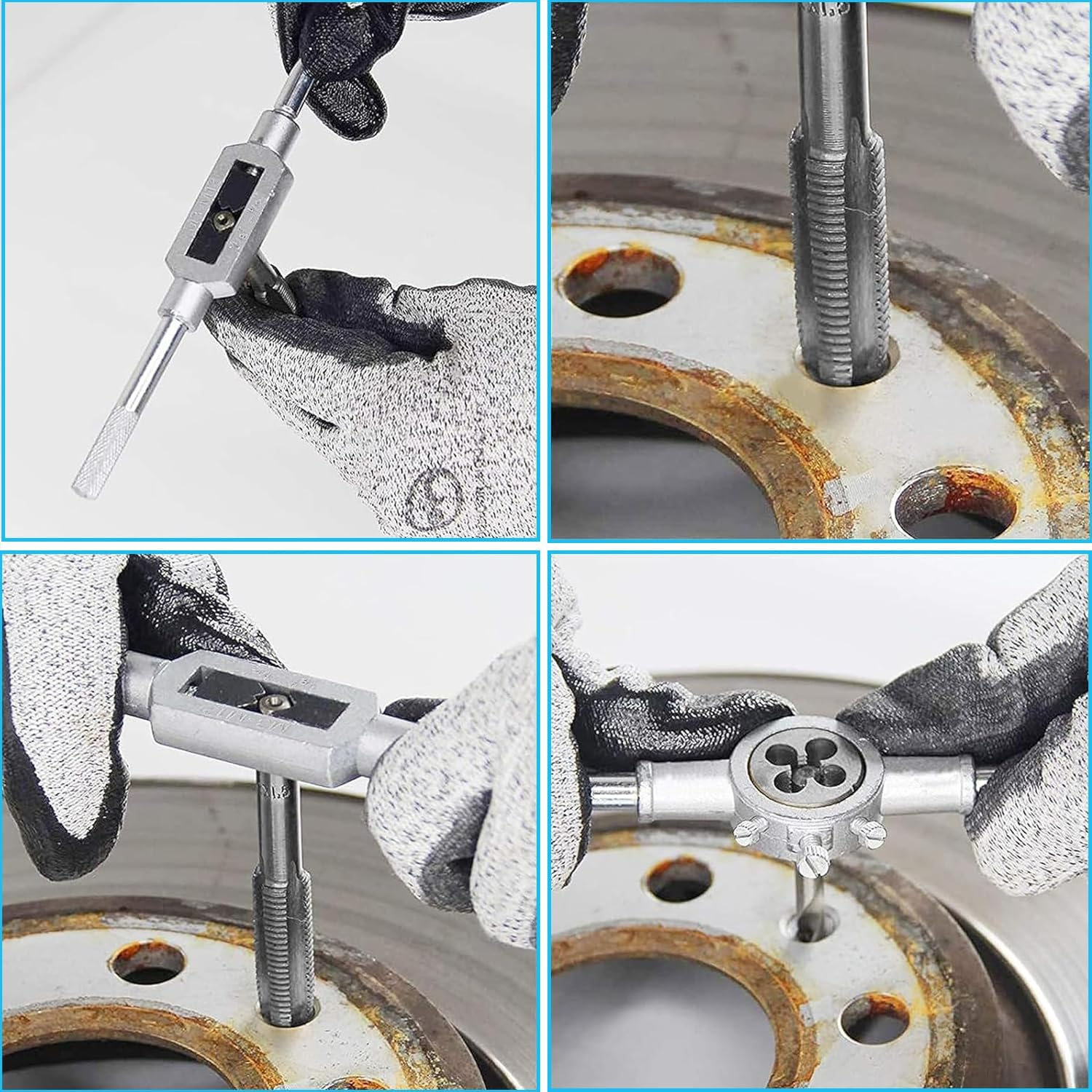 YUENTOEN 32Pcs Tap and Die Set, Metric Set Threading Tapping Cutting Tool with Accessories and Storage Case, Thread Repair Kits for Cutting External and Internal Threads image number 1