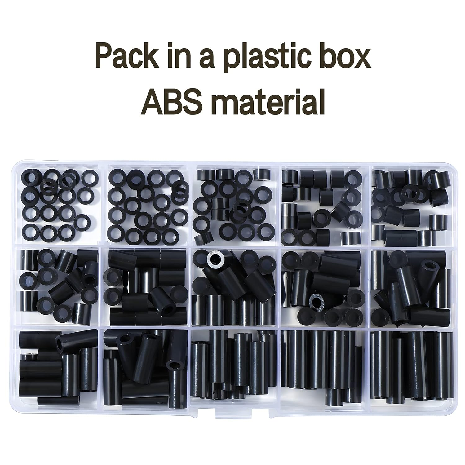 235Pcs ABS Black round Spacer OD 7Mm ID 4.1Mm for M4 Screws 15Sizes Non-Threaded Column Standoff Support Spacer round Straight Tube Plastic Washer Standoff image number 5