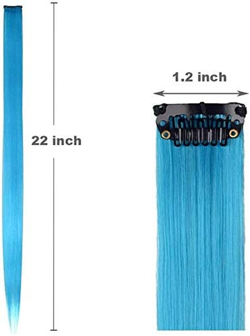 Rainbow Straight Highlight Hairpieces,20Pcs,22" Colorful Straight Hair Extensions Clip,Colored Clip in Hair Extensions,Party Highlights Colorful Clip in Hair Extensions,Straight Fashion Hairpieces