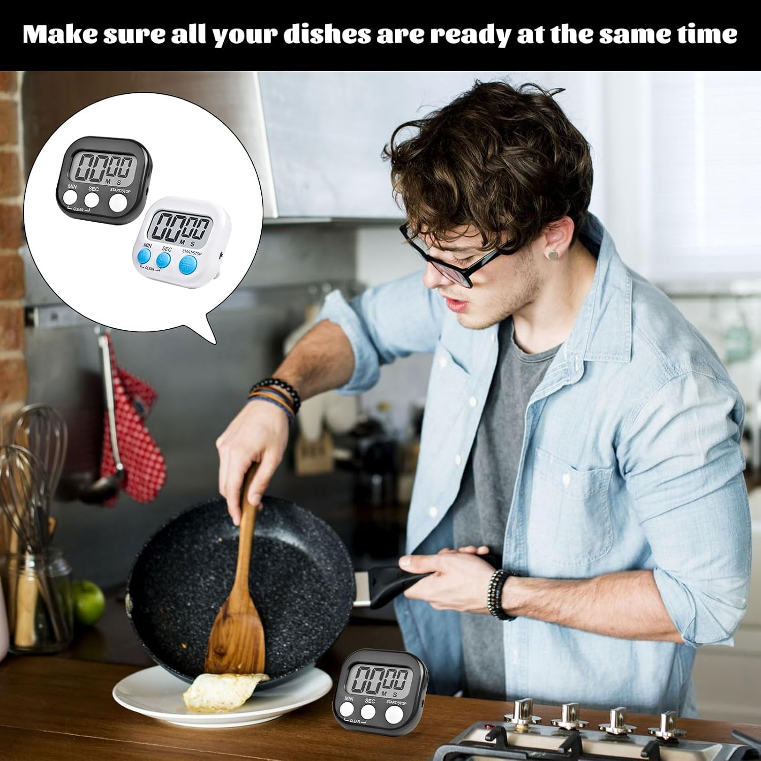 Kitchen Timer, 2Pcs Shower Timer, Stylish Digital Timer, Magnetic Visual Countdown Timers, Suitable for Kitchen, Study, Work, Exercise Training, Outdoor Activities (Not Including Battery) image number 3