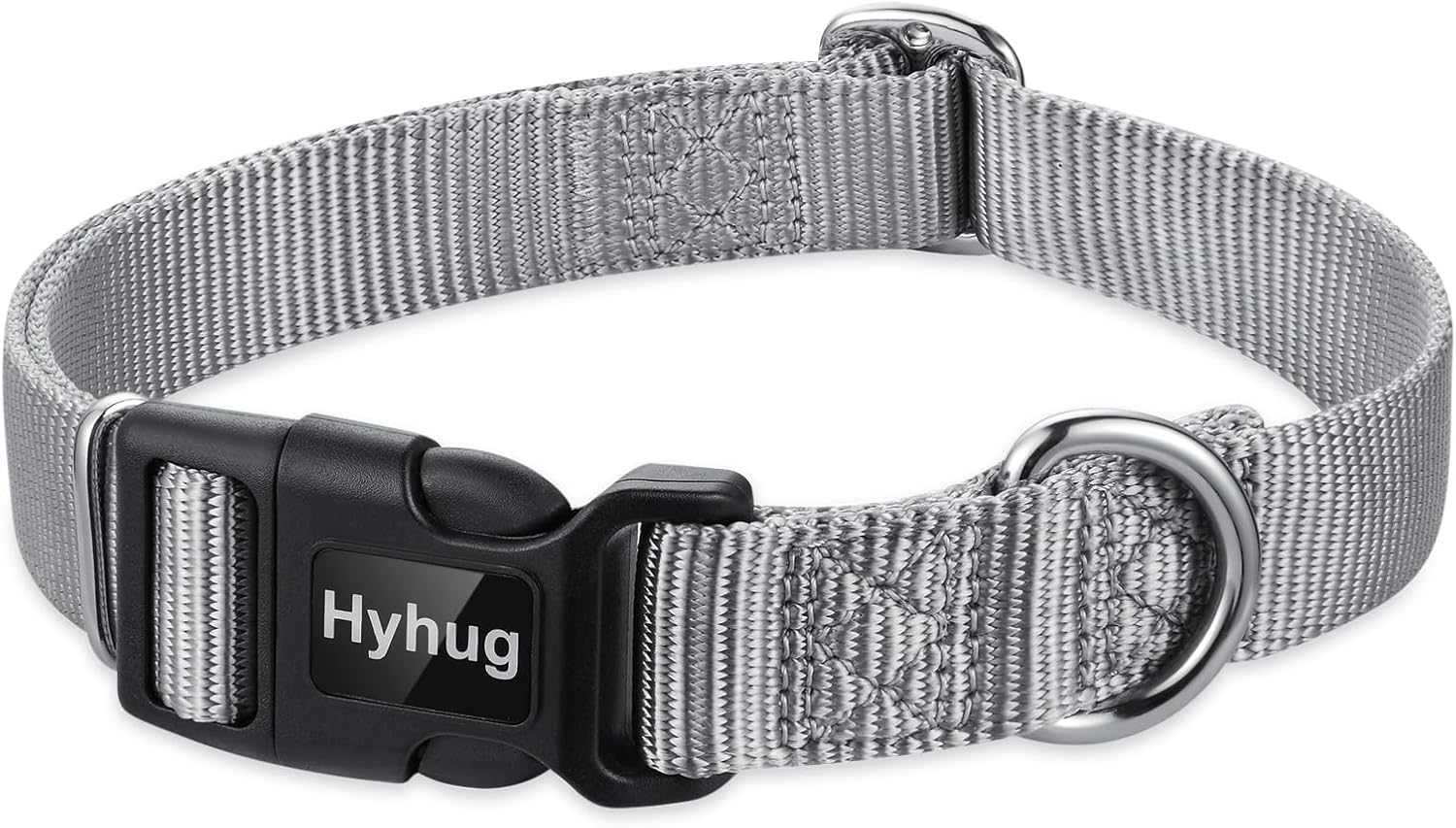 Hyhug Dog Collar with Quick Release Buckle, Heavy Duty Nylon, Basic Collar for Medium Dogs Daily Use Walking Jogging(Medium, Black)
