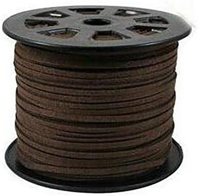 100 Yard Spool Flat Suede Leather Cord Lace Beading Craft Thread String for Beading Jewelry Crafts (Coffee) - Red image number 3