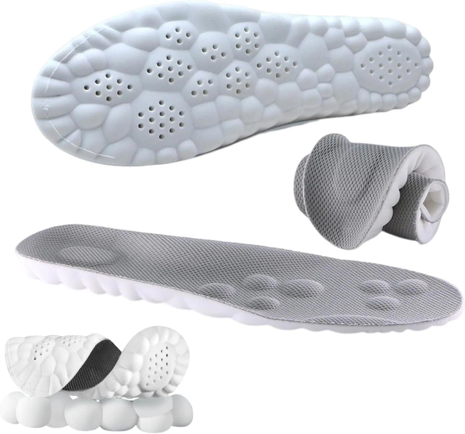 Ultra Comfort Steppers Insole for Men & Women (Grey, 1 Pair), Elastic Rubber Honeycomb Shoe Insert, Cloud Cushion Arch Support, Shock Absorbing Orthotic Insoles, Suitable for All Kinds of Sports，（Men 11.5&ndash;12.5 / Women 13&ndash;14）&mdash;&mdash;&ndash; Unron image number 6