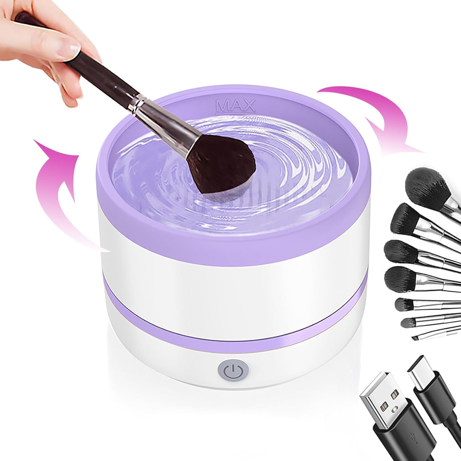 Roseflower Makeup Brush Cleaner, Automatic Makeup Brush Cleaners, Rotating Multifunctional Deep Cleaning Machine for Makeup Brush Makeup Tool- Effective Cleaning