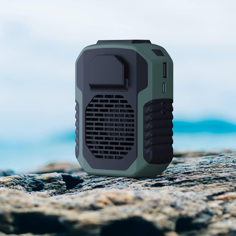 MARZIUS Outdoor 4 in 1 Function USB Waist Fan Belt Fan Clip on Personal Necklace Cooling Work Clothes Fan,3 Speed, Strong Airflow (Green)