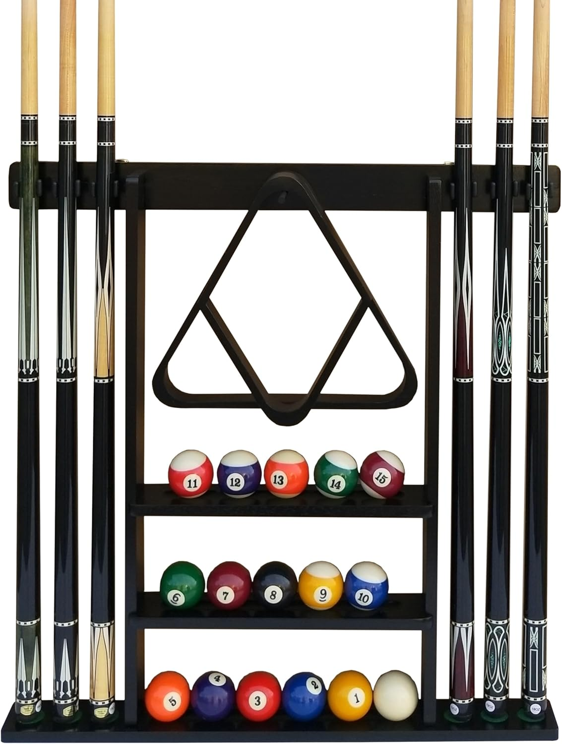 Flintar Wall Cue Rack, Premium Billiard Pool Cue Stick Holder, Made of Solid Hardwood, Improved Direct Wall Mounting, Cue Rack Only (Cues, Balls and Ball Rack Not Included), Oak Finish