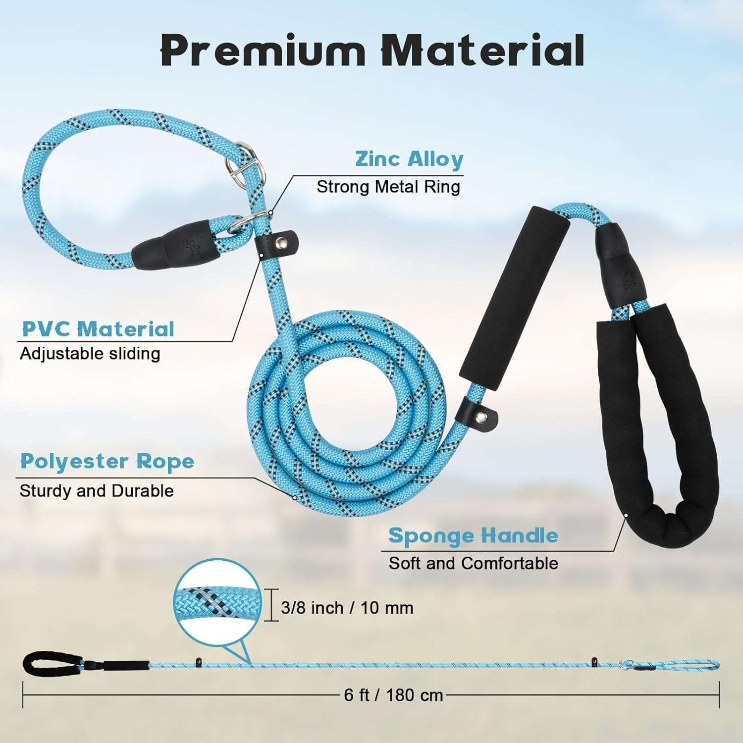 Catchu All-In-One Dog Leash, Easy Slip-On Design, Convenient for Walks, Adjustable P-Leash for Training and Control - Blue image number 6