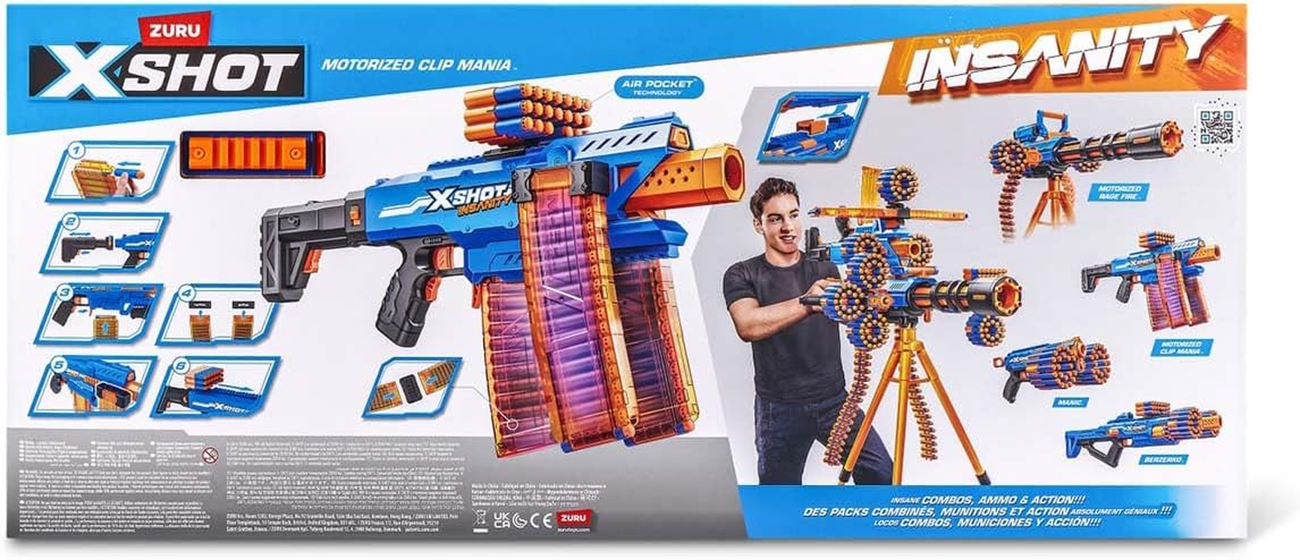 Zuru XSHOT Insanity Motorised Clip Blaster & 72 Darts