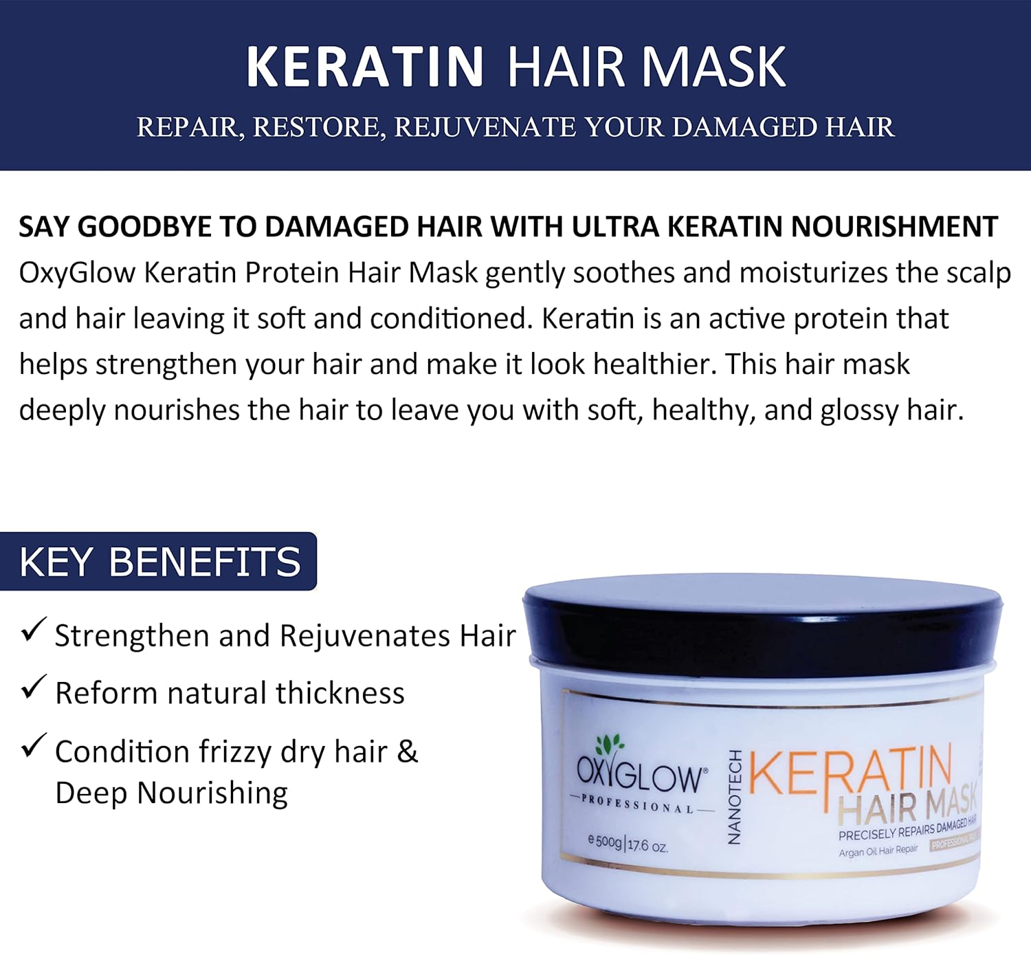 Oxyglow Keratin Hair Mask - 500 Ml image number 3