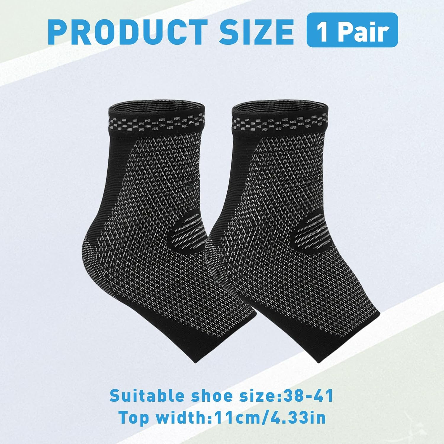 Ankle Support Brace 2 Pack, Comfortable Ankle Braces for Men, Women, and Kids, Effective Plantar Fasciitis Socks with Arch Support for Pain Relief and Injury Recovery, Black, Medium image number 4