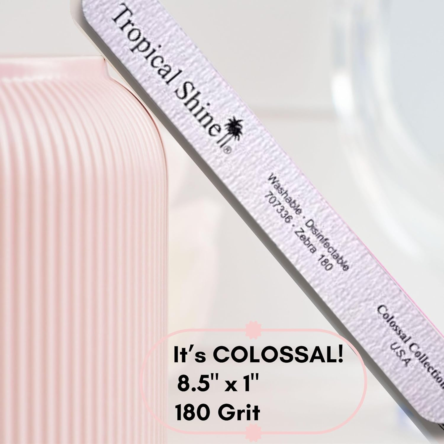 "Tropical Shine Jumbo Zebra 180 Colossal Collection - 6 Pcs Nail Files for Professional Nail Care and Shaping - Medium (180) Grit Nail File Set for Natural Nails ( 707336)" image number 4