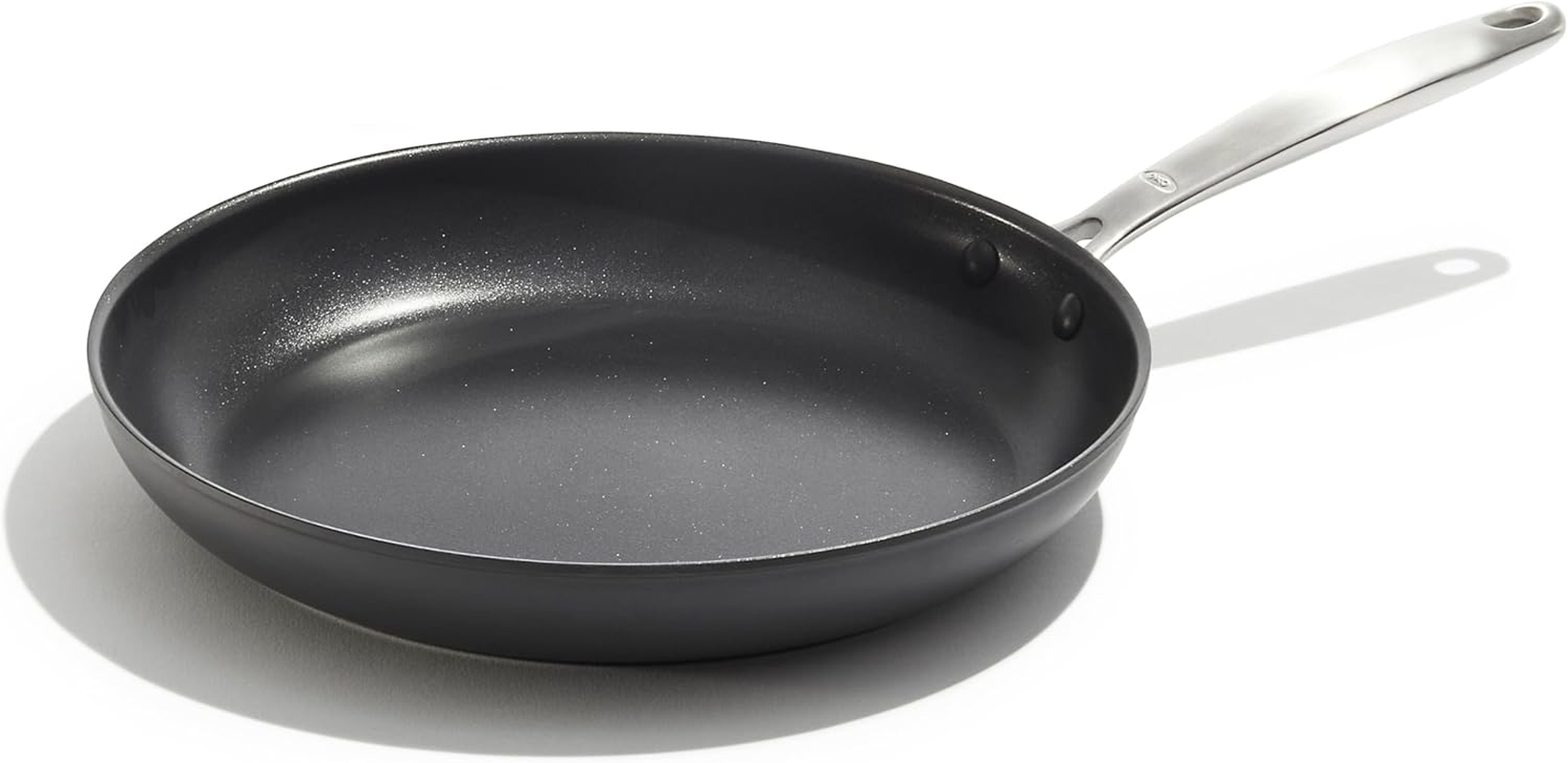 OXO Good Grips Pro Hard Anodized Pfas-Free Nonstick 30Cm Frying Pan Skillet, Dishwasher Safe, Oven Safe, Stainless Steel Handle, Black image number 5