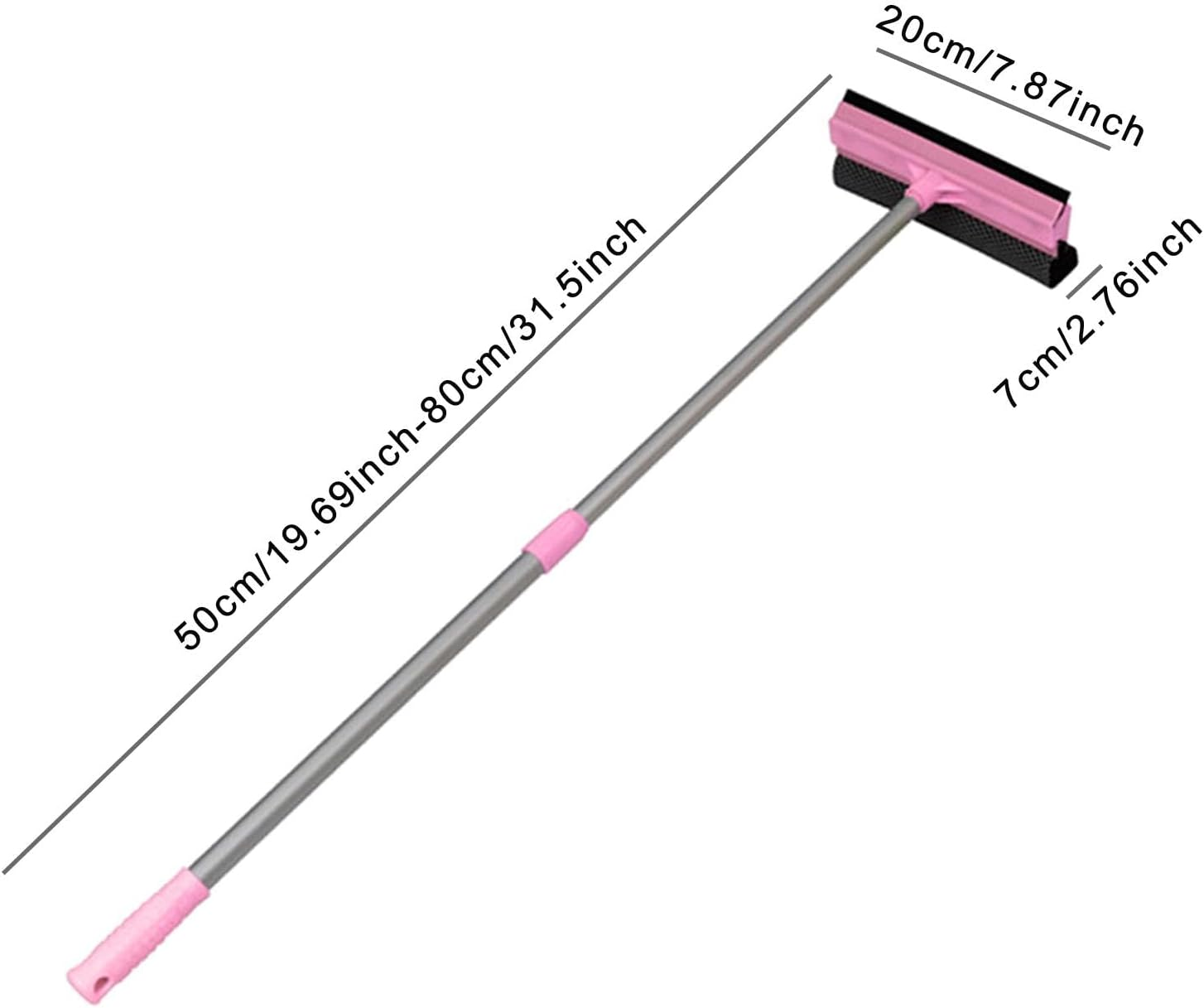 Yuksok Window Squeegee Cleaning Brush Double Sided Telescopic Pole Mirror Washer 2 in 1 Window Cleaner for Glass Dorm Tiles Bathroom, Pink image number 3