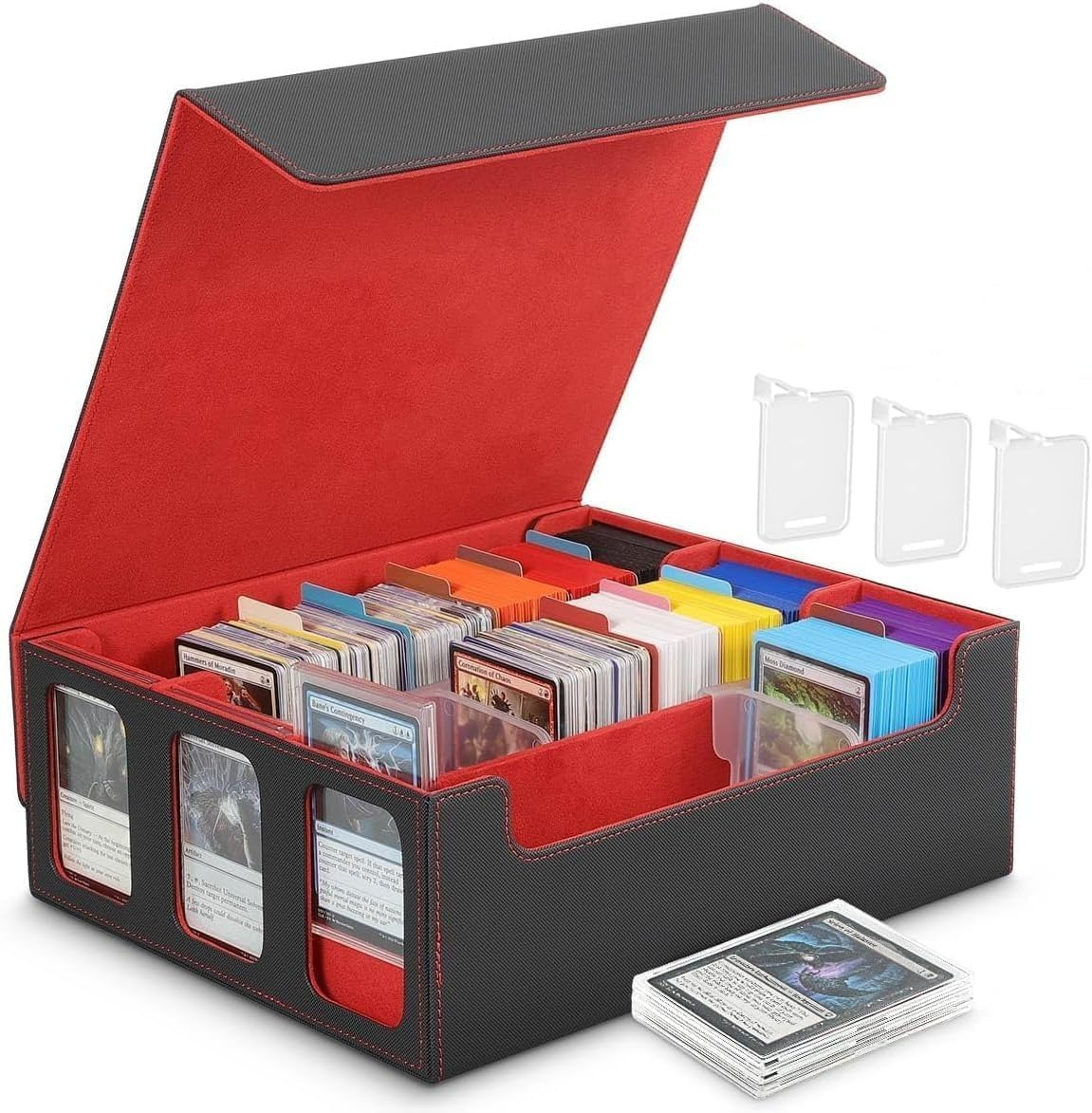 Purple Rectangular Mtg Trading Card Storage Box, Fits OCG PTG Magic Game Cards, Sports Cards, 10 Compartments, Waterproof, Magnetic Closure