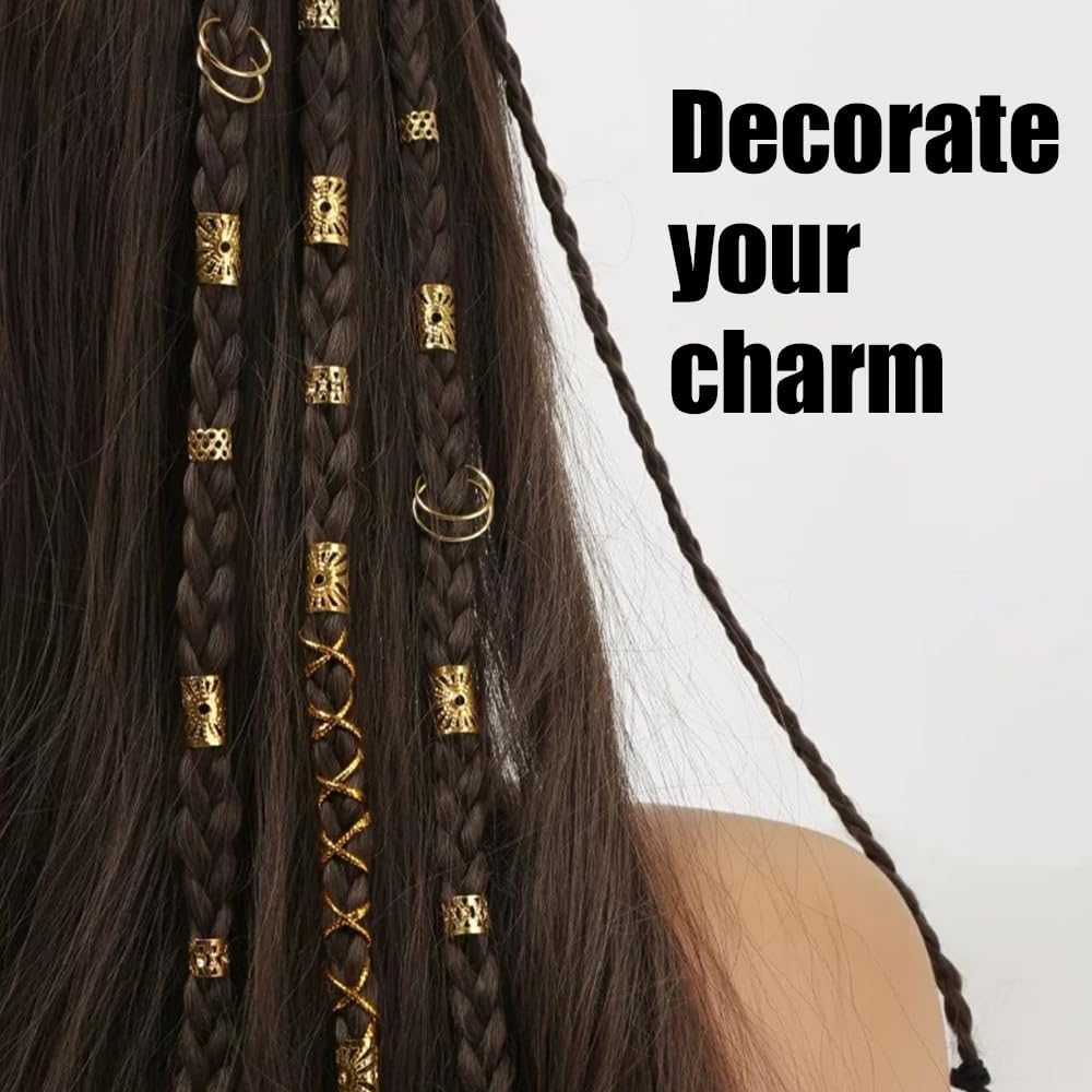 TSUOUKL Pack of 50 Golden Hair Clips for Braids and Dreadlocks, Loc Jewellery and Cuff Clips for Men, Women, Girls and Boys - Versatile Hair Accessories for Styling and Accessories image number 3