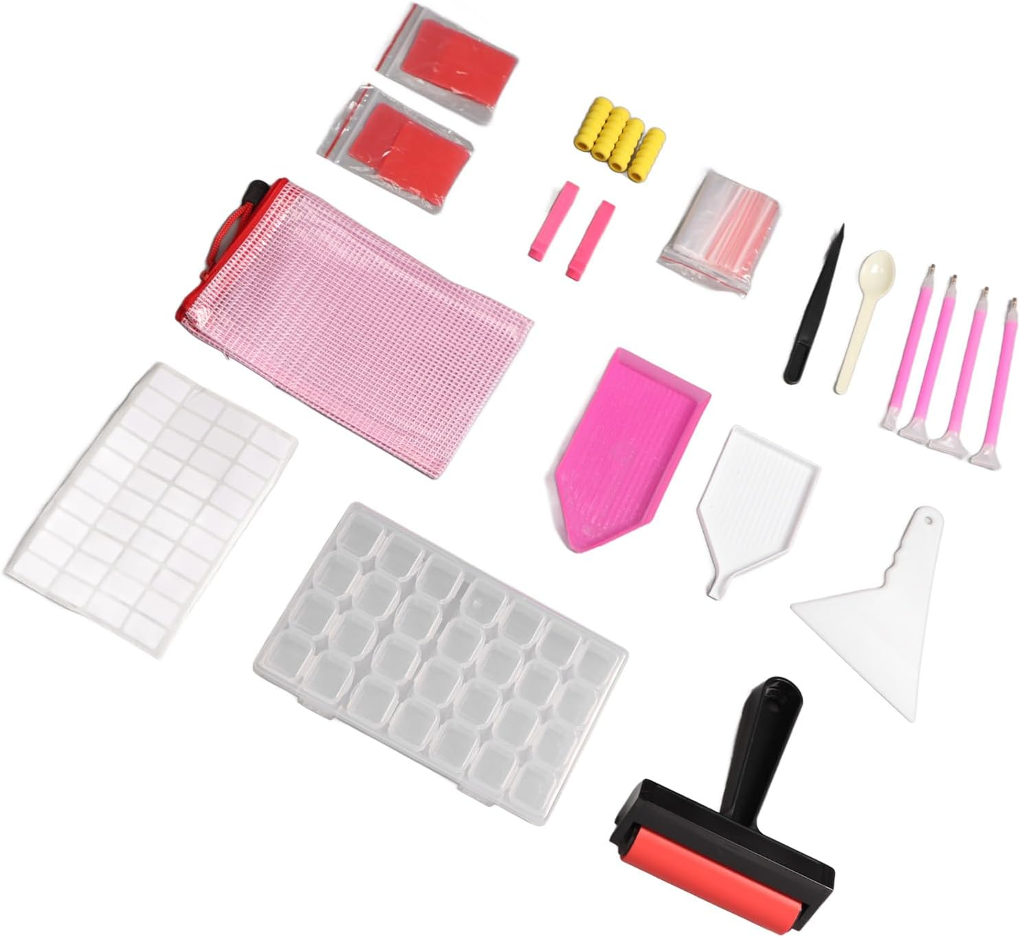 Rhinestone Painting Tool Set Complete DIY Kit with 28 Compartments Pink LED Light for Crafters image number 3