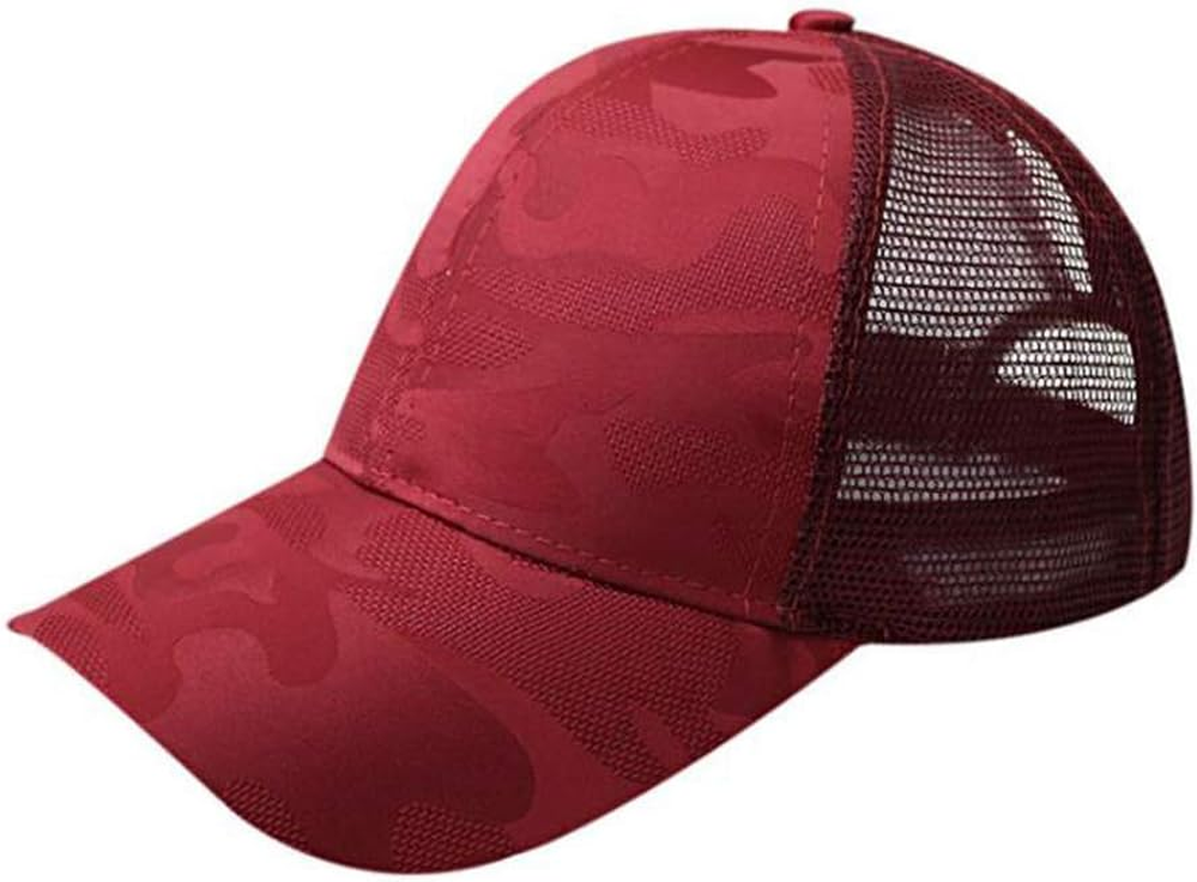 Yizhichu19900502 Womens Messy High Bun Ponytail Camouflage Baseball Cap Adjustable Trucker Hat image number 3