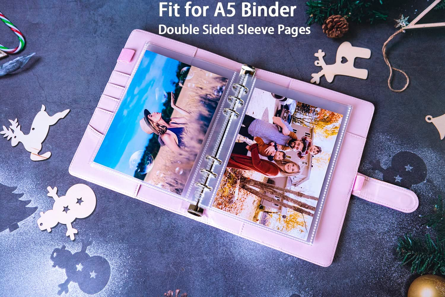 30 Pack 60 Pockets 5X7' Ultra-Clear Photocard Sleeves for 6 Ring A5 Binder, Double-Sided 1 Pocket Photo Pages, Top Loading Sheet Protector for Photos, Postcards, Seed Packets image number 2