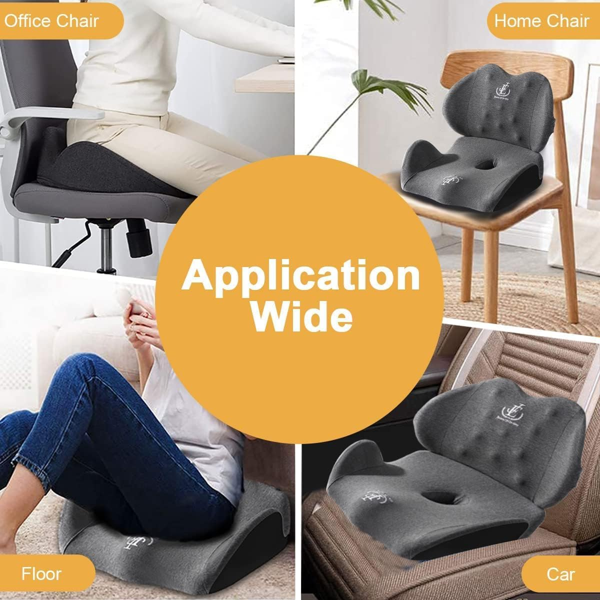 CULOTOL Ergonomic Cushion Lumbar Support Pillow Combo Set, 3D Design, Breathable Cover, Adjustable Back Support Foam Pillow, Ideal for Low Back Pain Relief and Long Sitting Hours