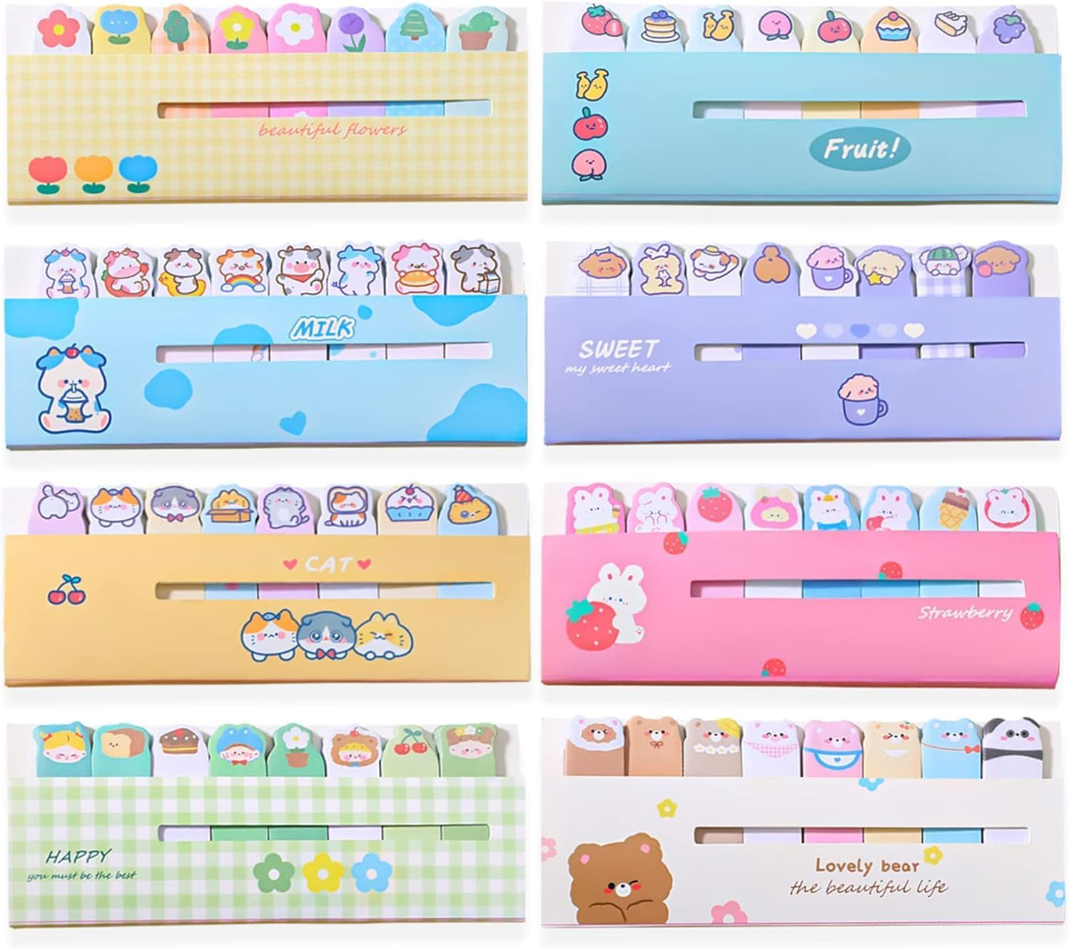 24Pack Sticky Notes, Mini Self-Stick Index Tabs, Colorful Animal Group Marker Tabs for Home Office Students, 8 Styles 120 Sheets/Pack (2880 Sheets Total), Office Supplies & Gifts image number 6