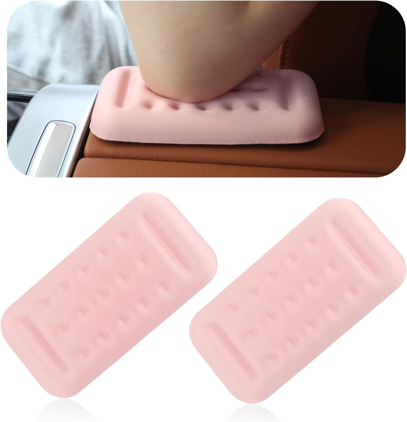 2PCS Arm Rest Elbow Pads for Car,Cosy Car Armrest Cushion Relieves Elbow Fatigue,Universal Automotive Center Console Armrest with Memory Foam for Arm Support Fits Most Vehicles (Pink) image number 3