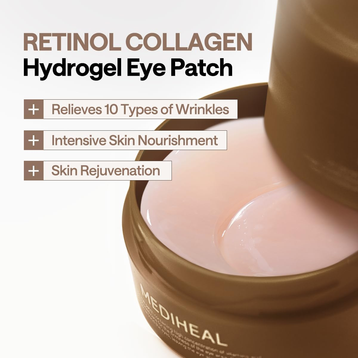 Mediheal Retinol Collagen under Eye Patches - Korean Hydrogel Eye Pads with 95% Retinol & 5 Micro Collagen. Nourishing & Non Irritating Eye Gel Mask. Sealing Cap & Spatula Included. image number 2