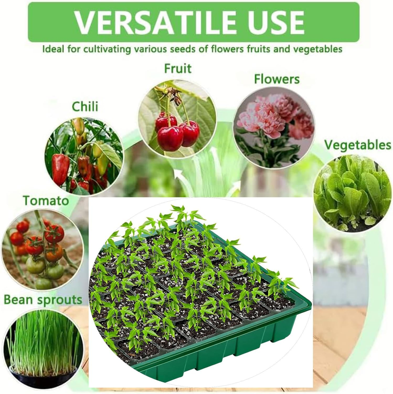 4-Set Seed Starter Tray Kits with Dome and Base - 40-Cell Garden Plant Germination Trays, Seedling Tray, Cell Humidity Adjustable Seed Starting Kit,Greenhouse Germination Growth Tray image number 1