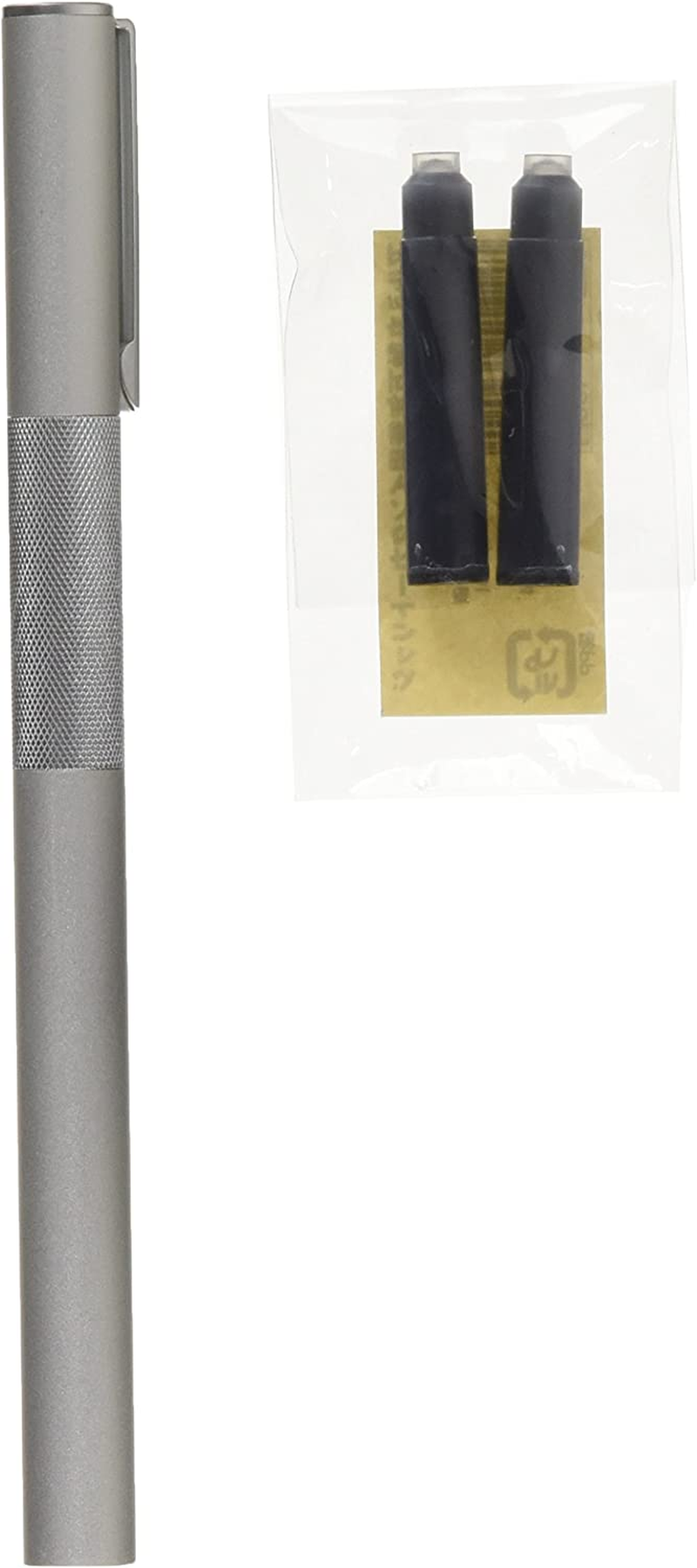MUJI Aluminum Body Fountain Pen - Fine Nib - with 2 Refill Ink Cartridge image number 3