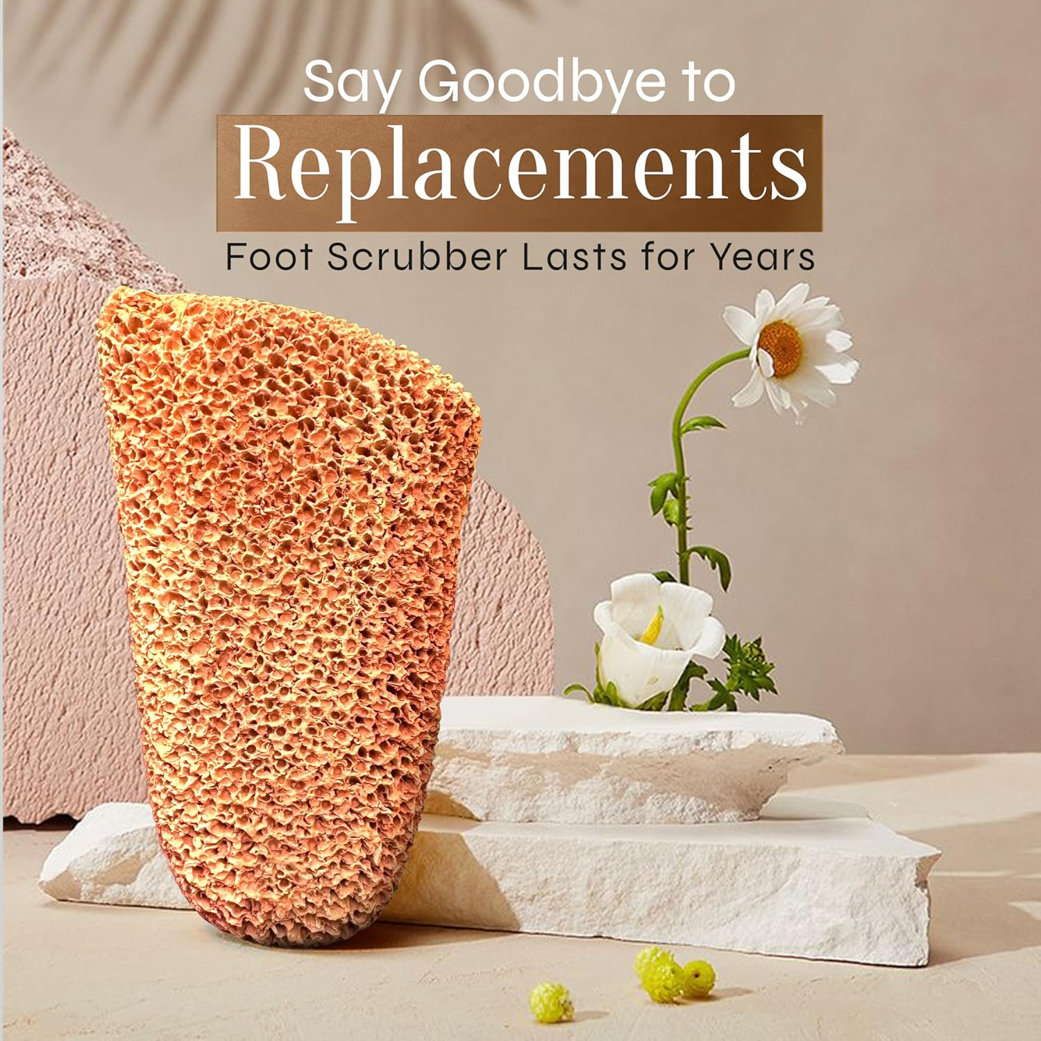 Fac&oacute;n Pumice Stone for Feet Callus Remover - Terra-Cotta Foot Scrubber with 2 Sides, 100% Pure Natural Foot Pumice Stone, Pedicure Pumice Stone Scrubber, Foot Exfoliator, Removes Calluses & Dead Skin image number 2