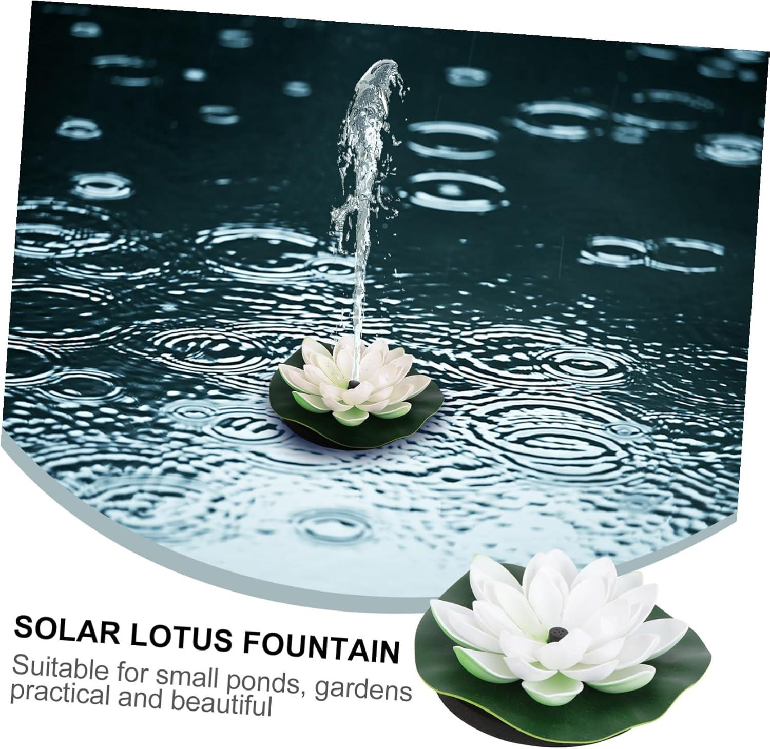 Solar Powered Lotus-Shaped Floating Fountain Water Feature for Garden Pool Aquarium Outdoor Decor White Material with Spray Height Automatic Activation
