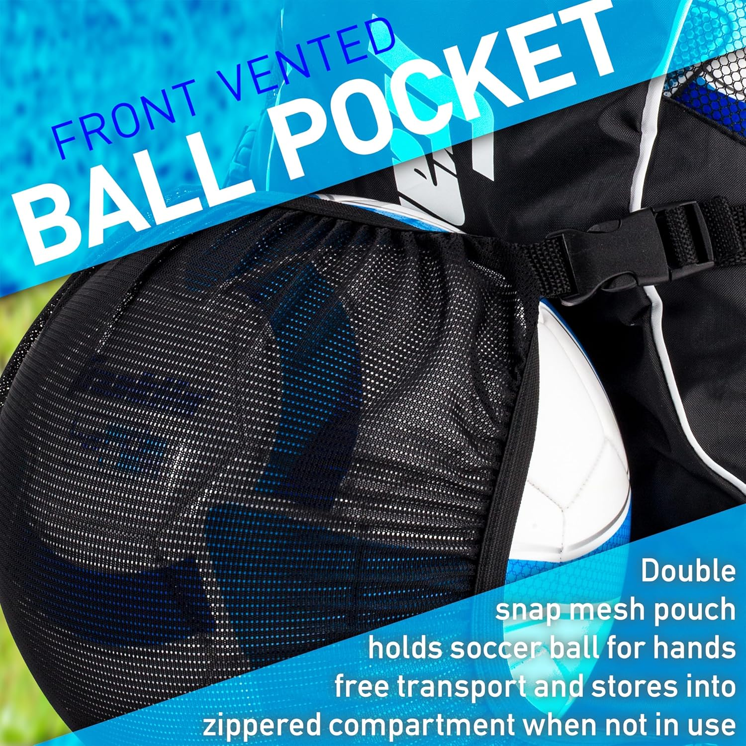 Franklin Sports Soccer Backpacks - Deluxe Boys & Girls Equipment Bags with Ball Holder - Youth & Adult Sizes image number 2