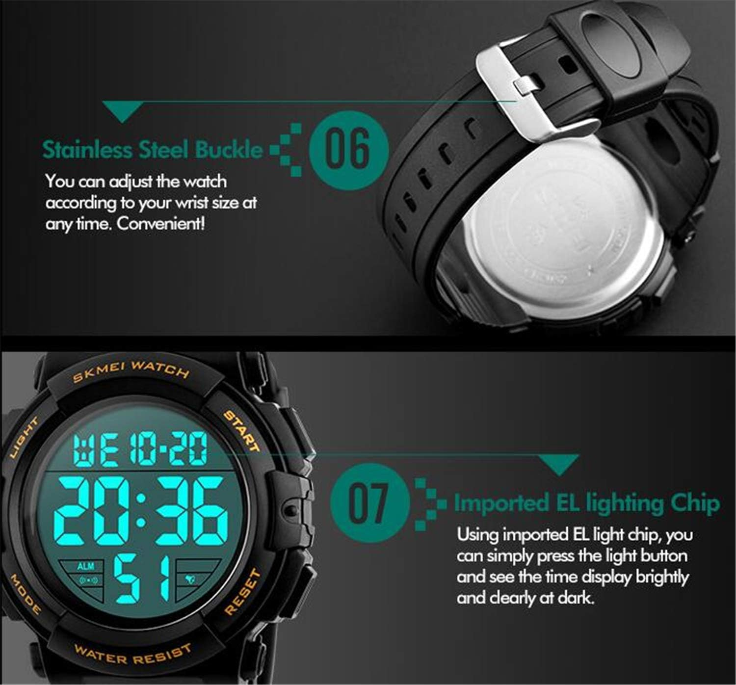 Kids Watch, Boys Sports Digital Waterproof Led Watches with Alarm Wrist Watches for Boy Girls Children image number 6