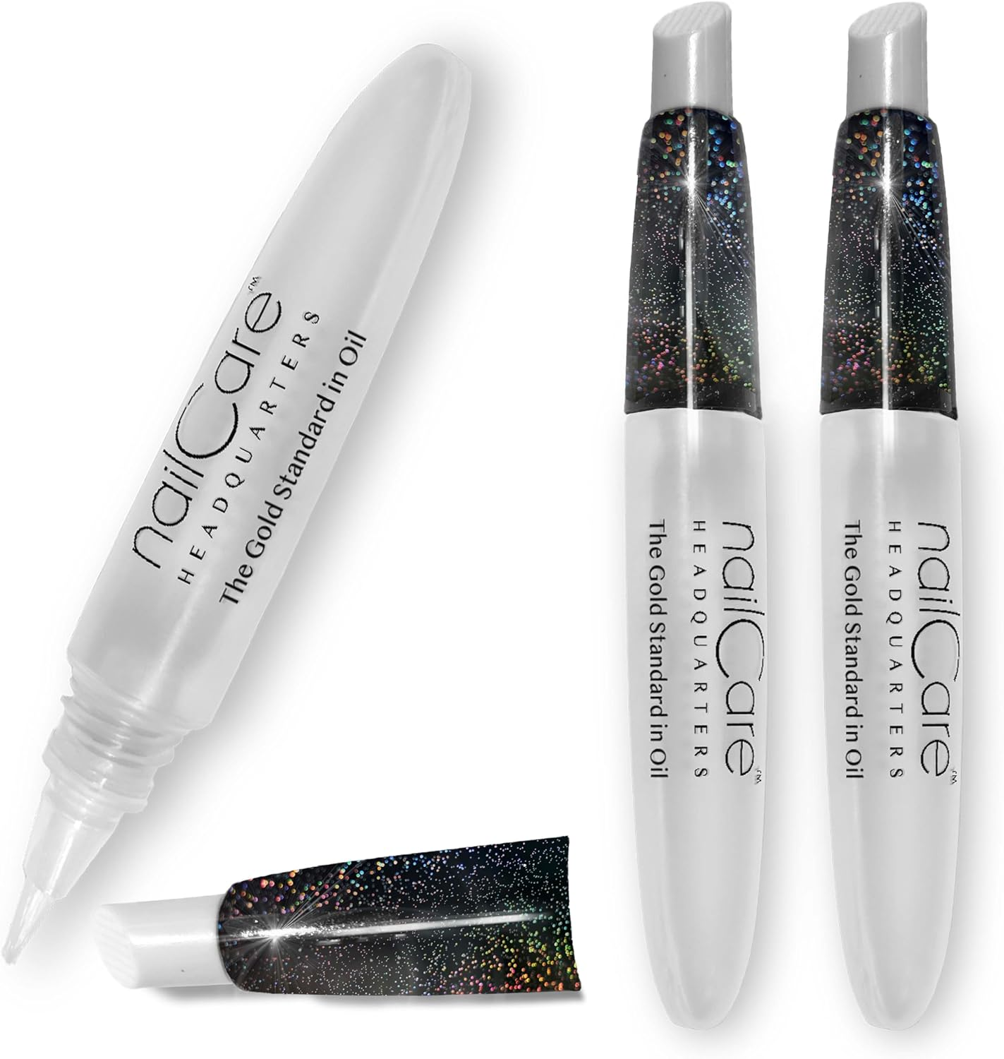 Nail Care Headquarters Refillable Holographic Cuticle Oil Pen for Nails - Empty Holo Squeeze Nail Oil Pen with Brush from by Bliss Kiss 3-Pack image number 2
