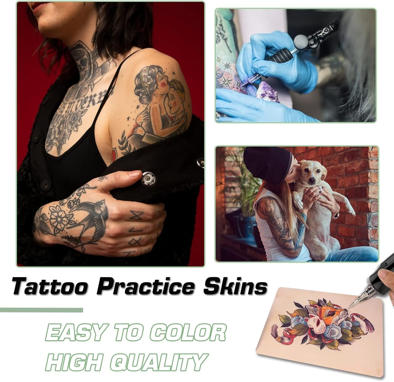 45Pcs Tattoo Skin Practice with Transfer Paper, 15Pcs 1Mm Thick Tattoo Fake Skin and 30Pcs Stencil Transfer Paper Kit for Beginners Experienced Artists Tattoo Supplies image number 3