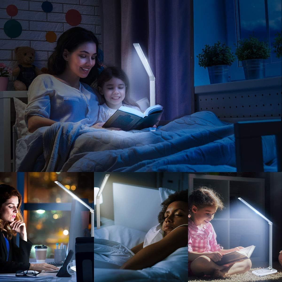 JOSTIC LED Desk Lamp with Wireless Charger, USB Charging Port, Desk Light with 10 Brightness, 5 Color Modes, Dimmable Eye Caring Reading Desk Lamps for Home Office, Touch Control, Auto Timer, White image number 4