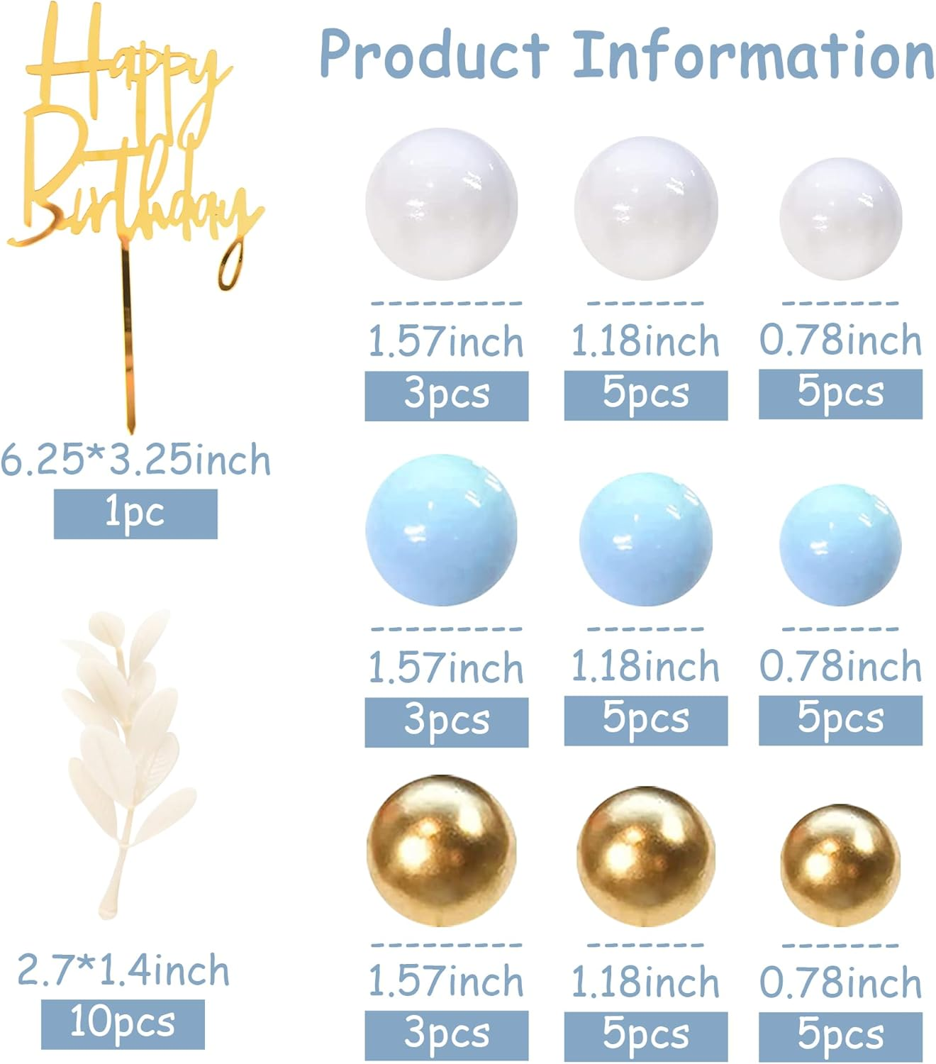 DRWATE Balls Cake Topper Boho Cake Topper Decorations for Wedding Baby Shower Birthday Boho Themed Party Supplies (Blue) image number 3