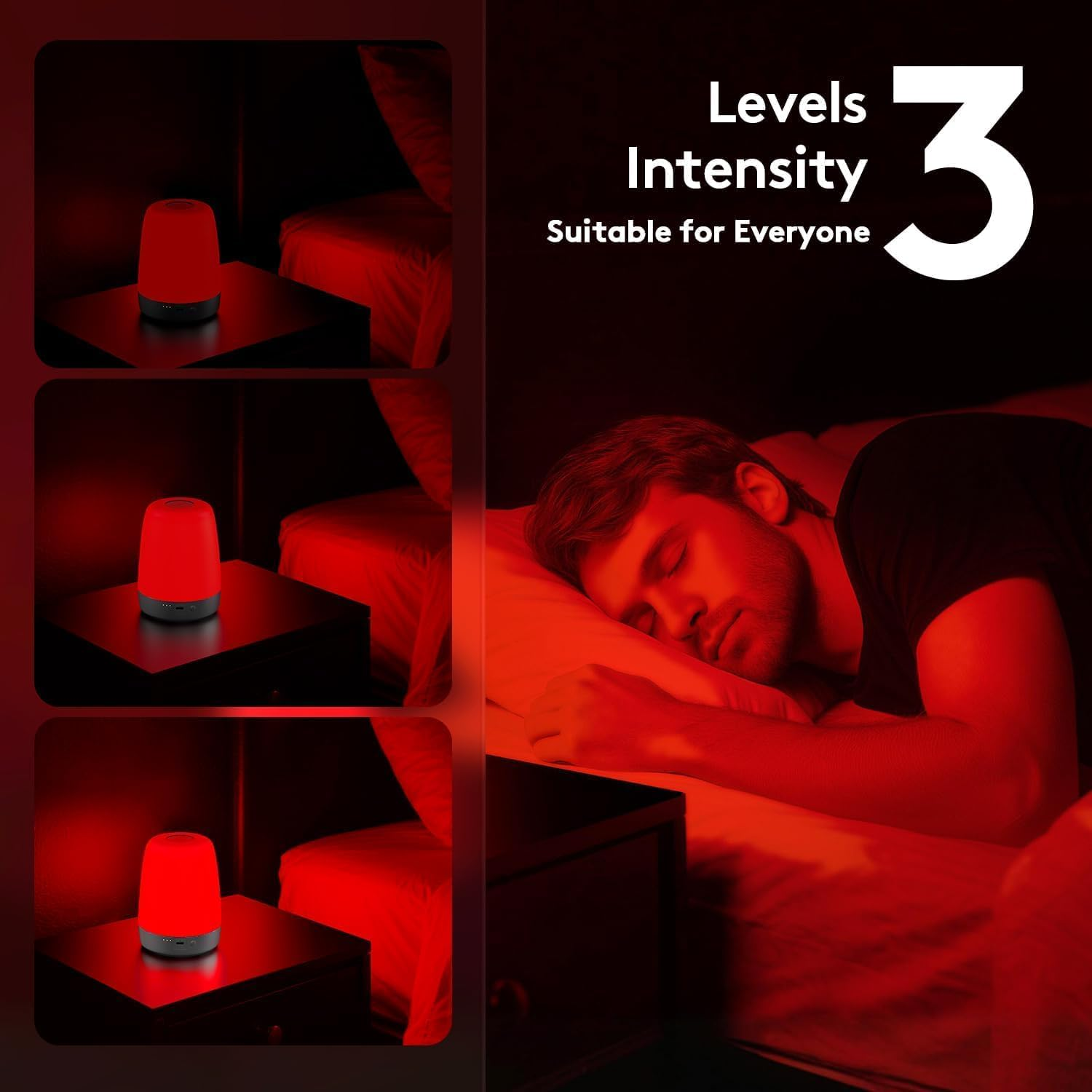 XKETA Red Light Sleeping Therapy: Pure 670Nm Narrowband Wavelength Night Lamp - Naturally Promote Melatonin for Adults Sleeping Better - 2000Mah Cordless Compact Size for Travel Jet Lag Relief image number 4